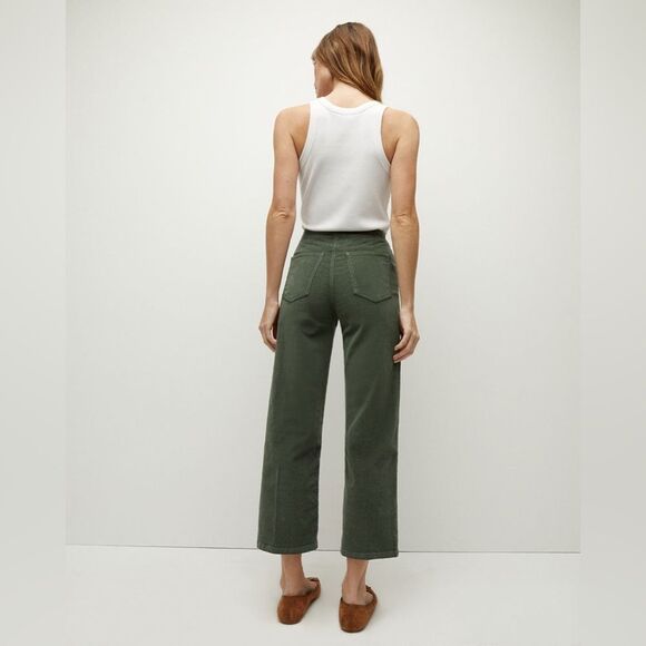 NWT Veronica Beard | Crosbie Crop Green Clover Corduroy Wide Crop Leg Pant 31/12 - Picture 2 of 11